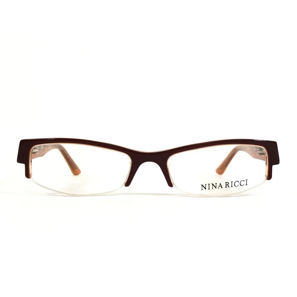 Nina Ricci Eyeglasses Frame NR2527 C02 Brown Orange Rectangle Half Rim 52-17-135